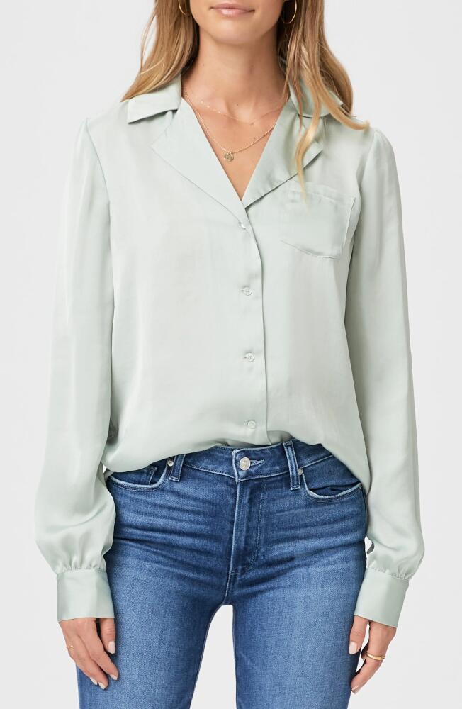 PAIGE Capriana Satin Shirt in Dusty Sage Cover