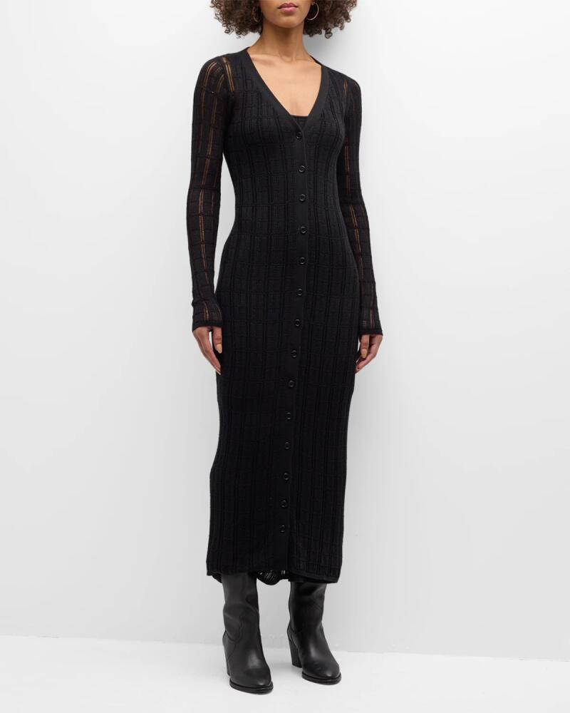 Naadam Pointelle-Knit Cardigan Midi Dress Cover