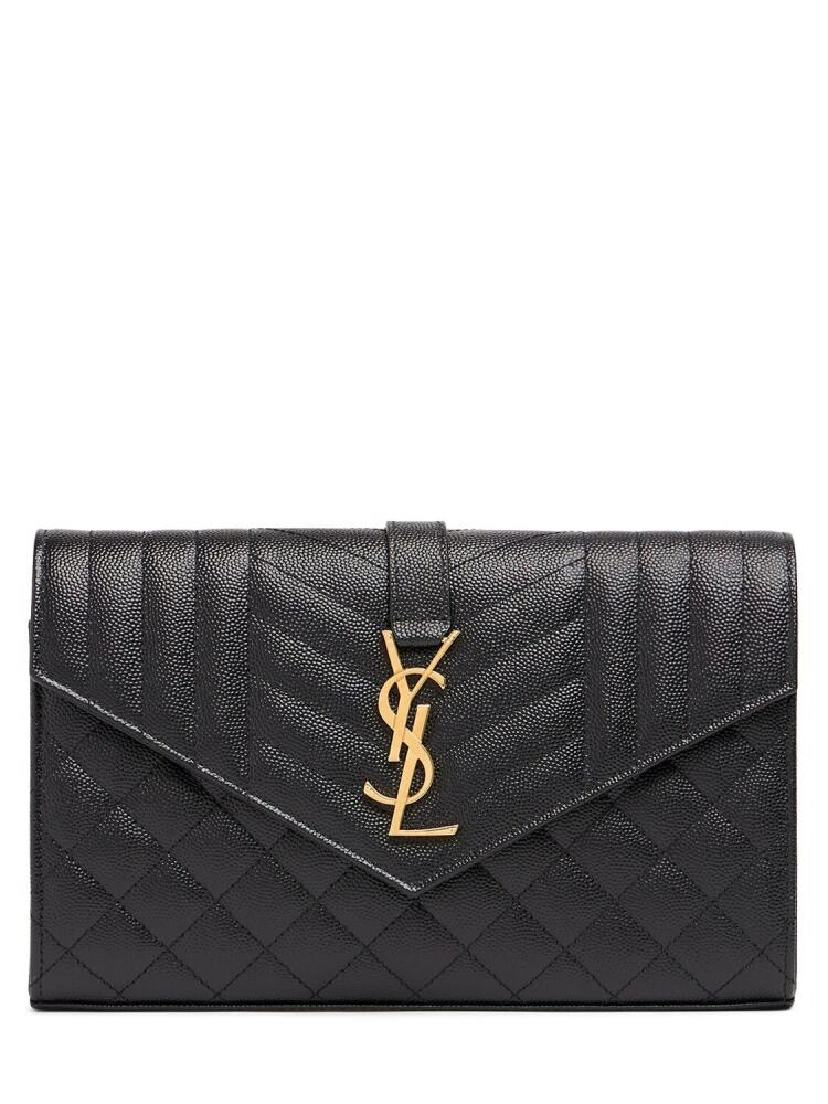 SAINT LAURENT Monogram Quilted Leather Chain Wallet Cover