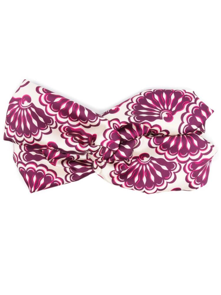 La DoubleJ floral-print twill headband - Neutrals Cover