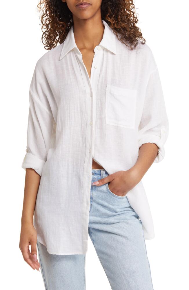 Rip Curl Premium Linen Button-Up Blouse in White Cover