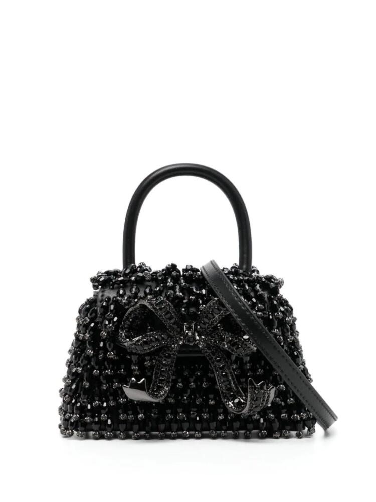 Self-Portrait micro embellished bow bag - Black Cover