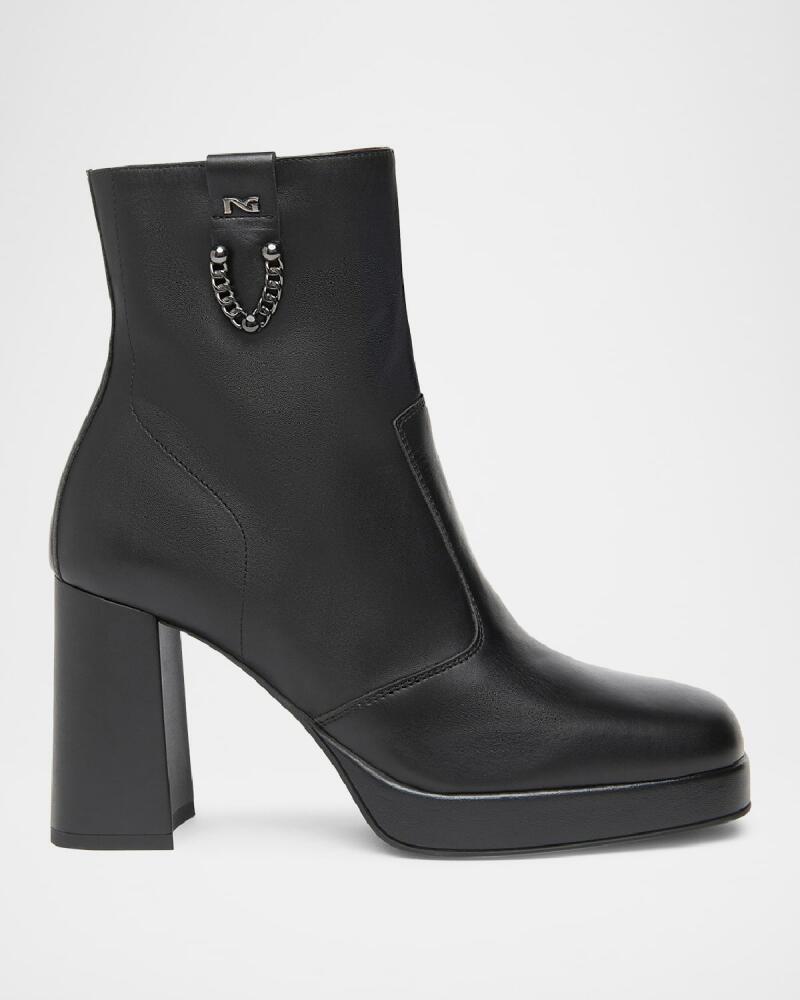 NeroGiardini Calfskin Chain Platform Booties Cover