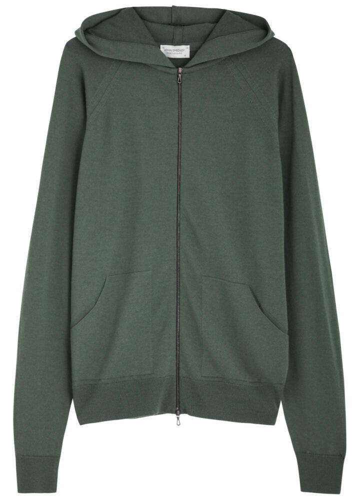 John Smedley Carty Hooded Wool Sweatshirt - Dark Green Cover