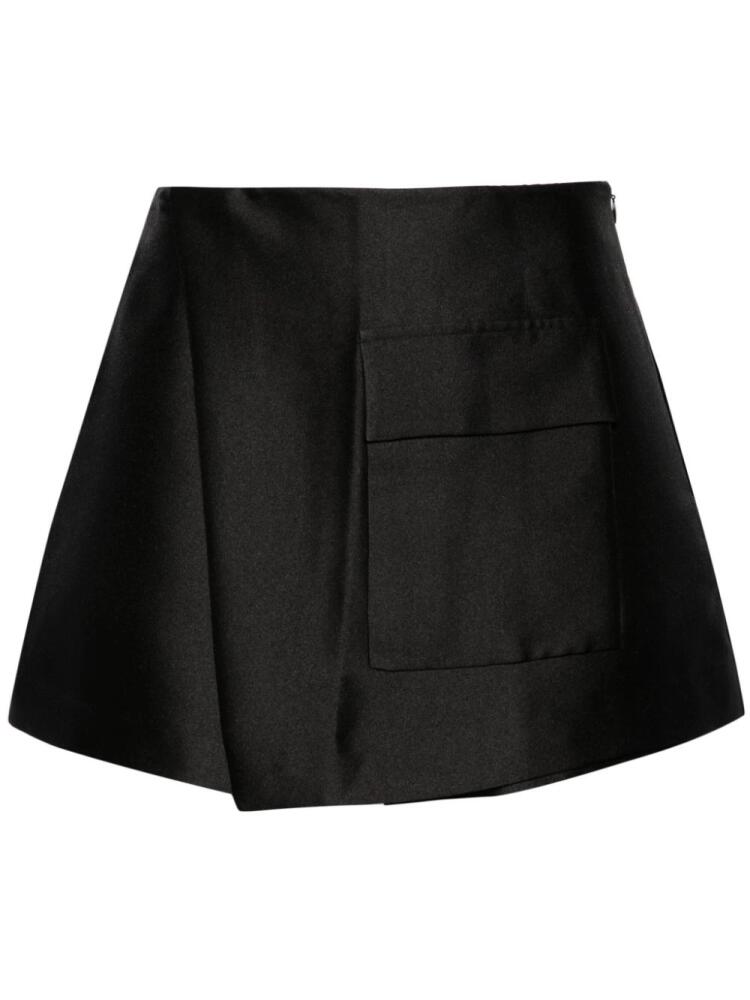 Self-Portrait overlapping-panel crepe mini shorts - Black Cover