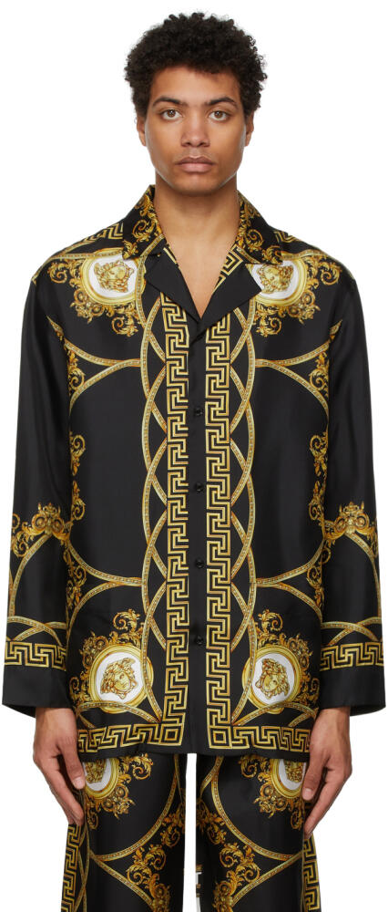 Versace Underwear Black Barocco Print Pyjama Shirt Cover