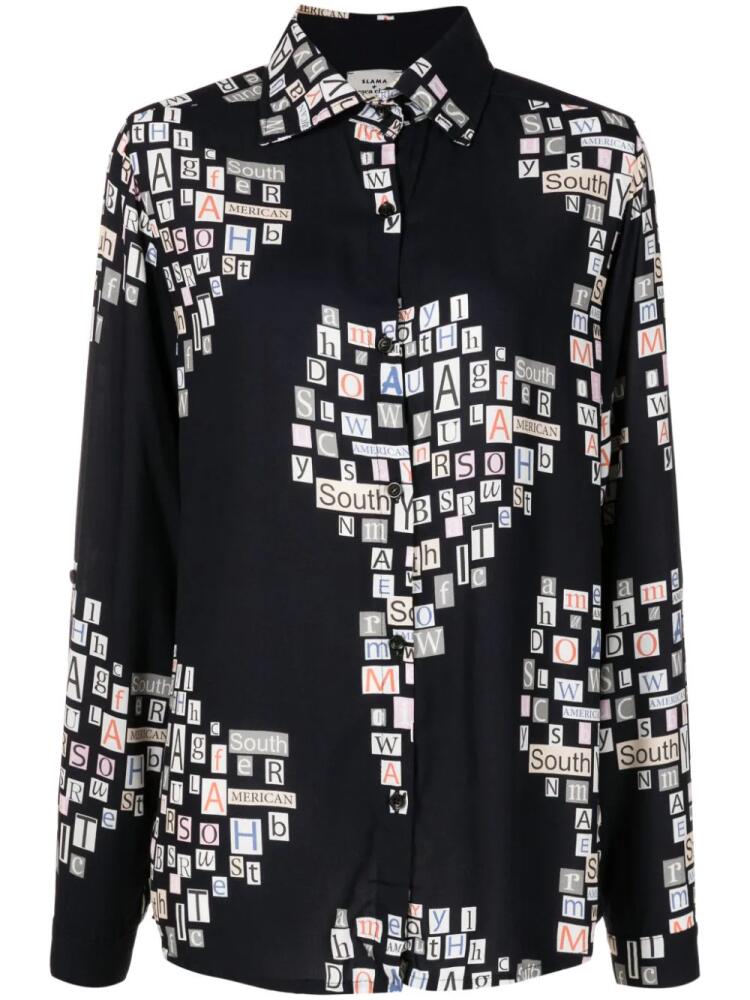 Amir Slama graphic-print long-sleeve shirt - Black Cover