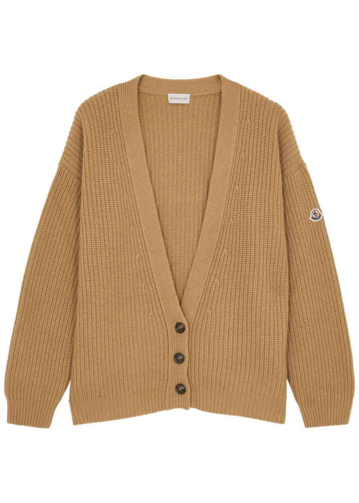 Moncler Ribbed Wool-blend Cardigan - Camel Cover