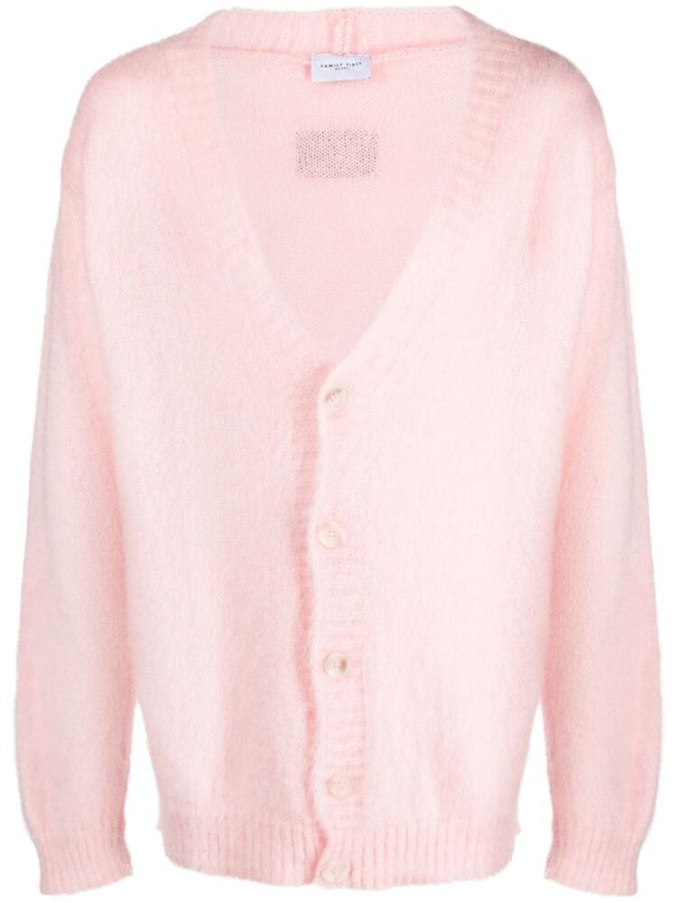 Family First brushed-effect mohair-blend cardigan - Pink Cover