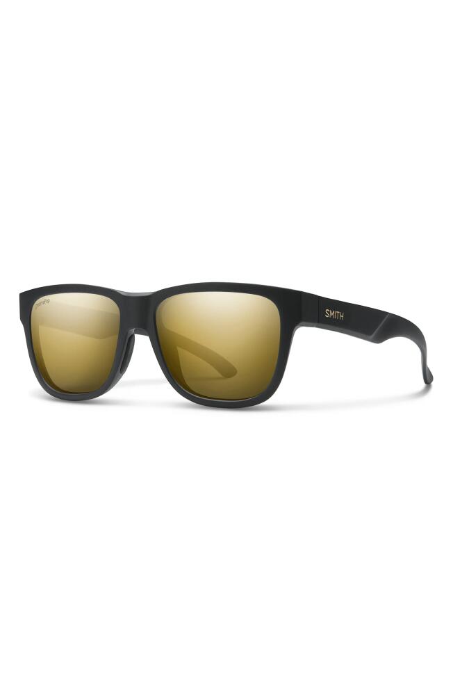 Smith Lowdown Slim 2 53mm ChromaPop Polarized Square Sunglasses in Matte Black Gold /Black Gold Cover