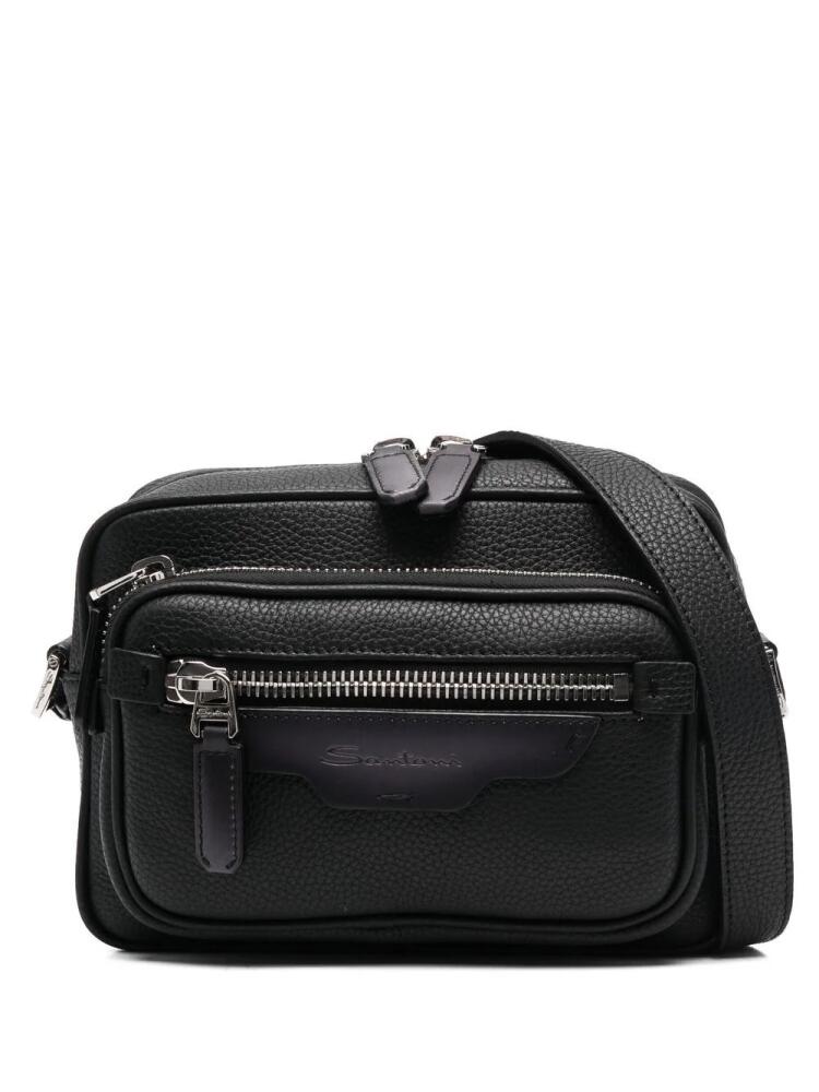 Santoni calf leather shoulder bag - Black Cover