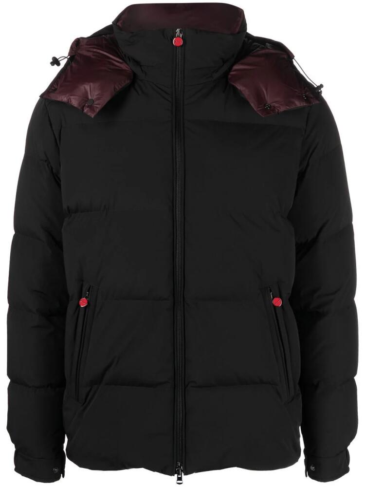 Kiton logo-embroidered hooded puffer jacket - Black Cover