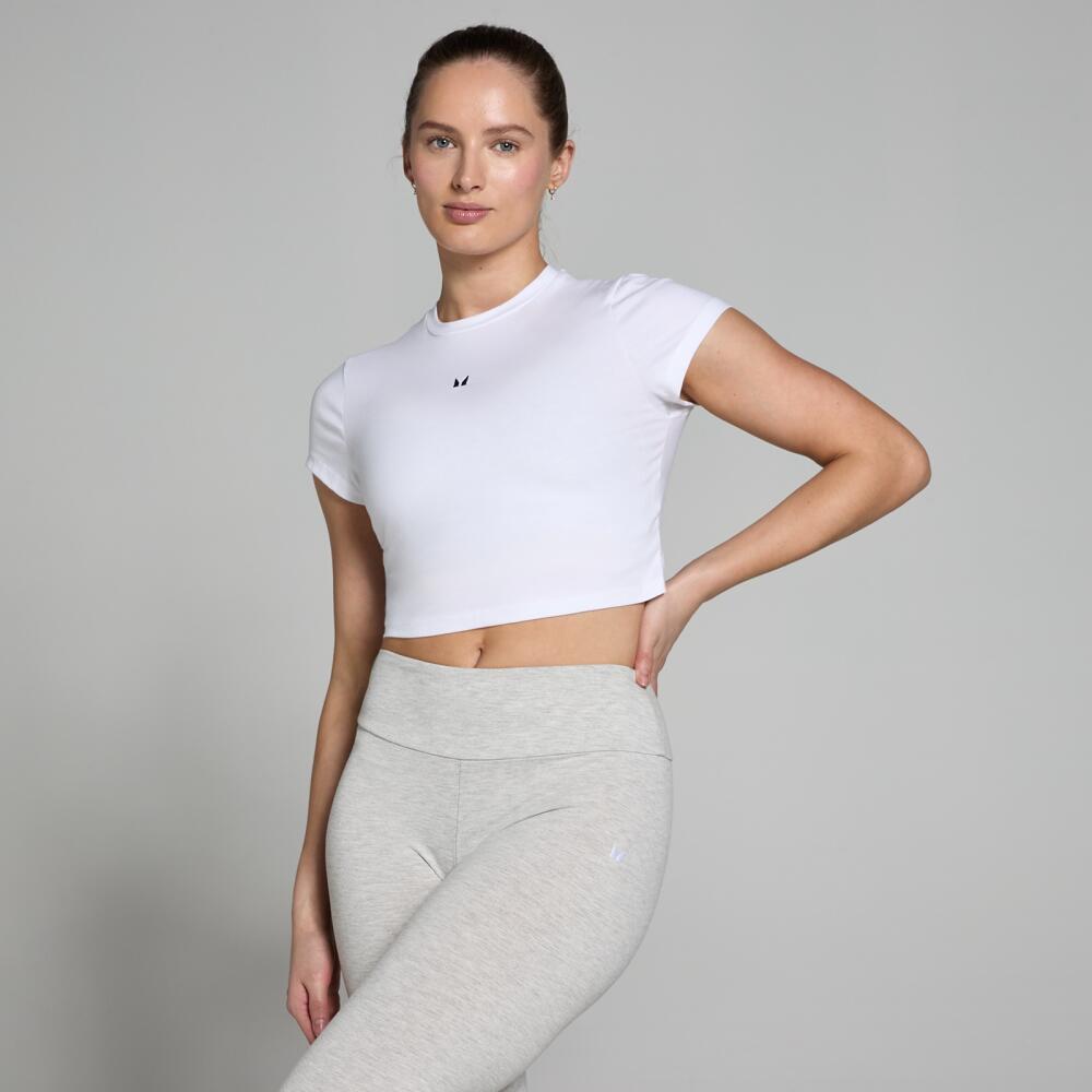 MP Women's Basic Body Fit Short Sleeve Crop T-Shirt - White Cover