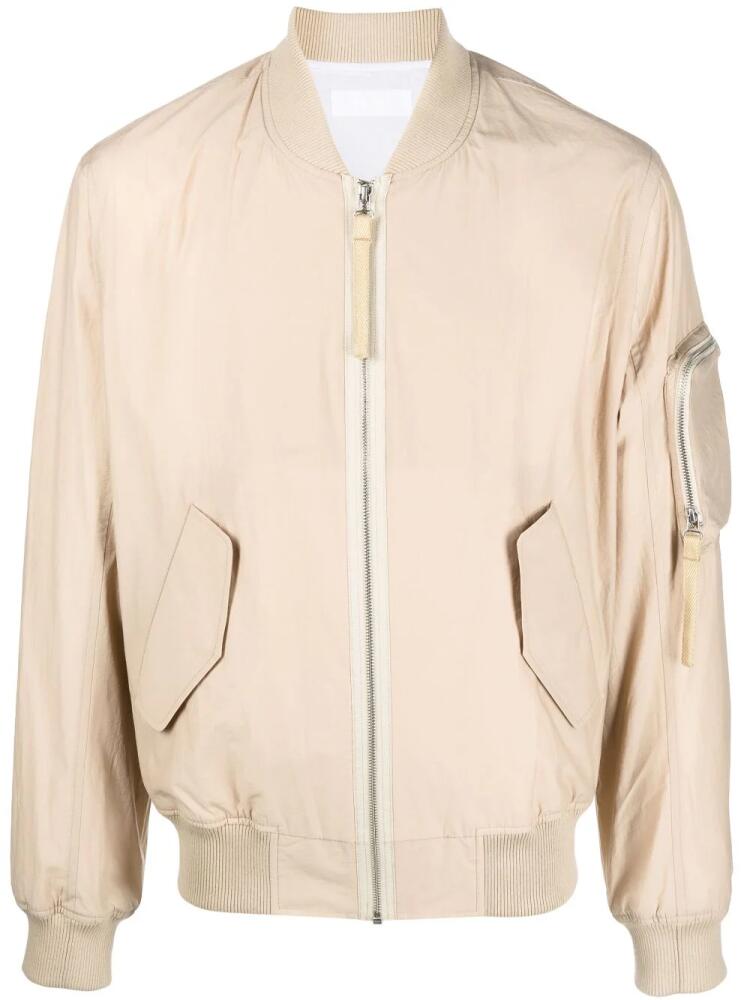 Helmut Lang logo-print bomber jacket - Neutrals Cover