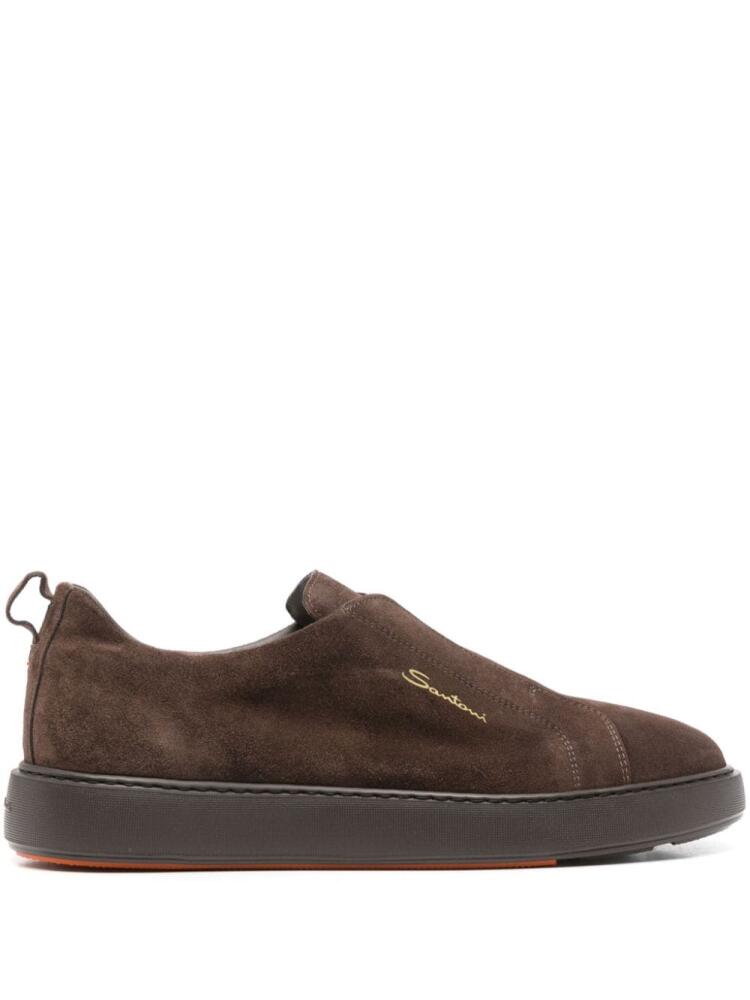 Santoni suede slip-on sneakers - Brown Cover