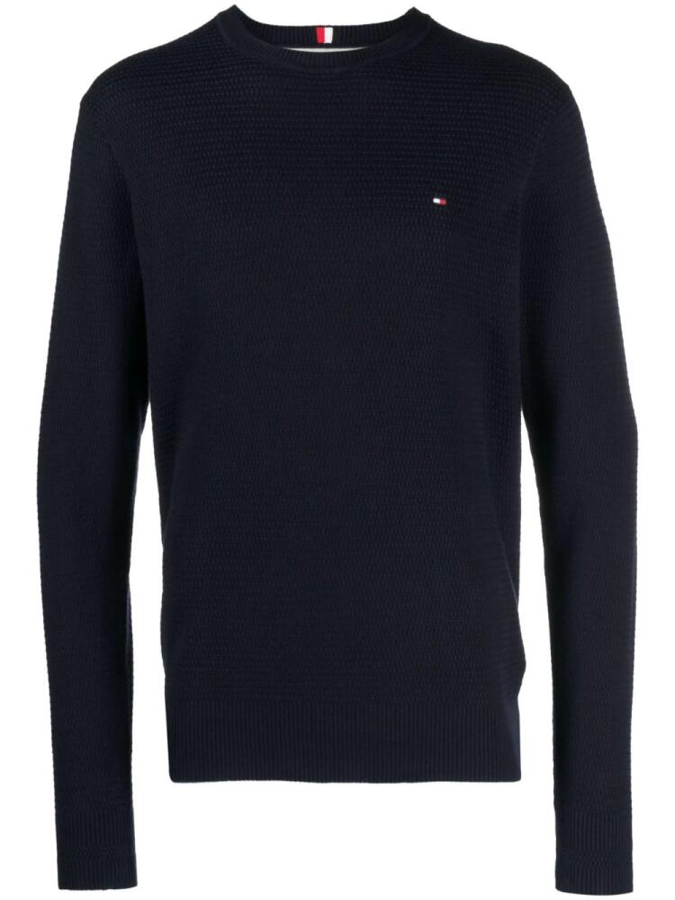 Tommy Hilfiger logo-embroidered knitted cotton jumper - Blue Cover