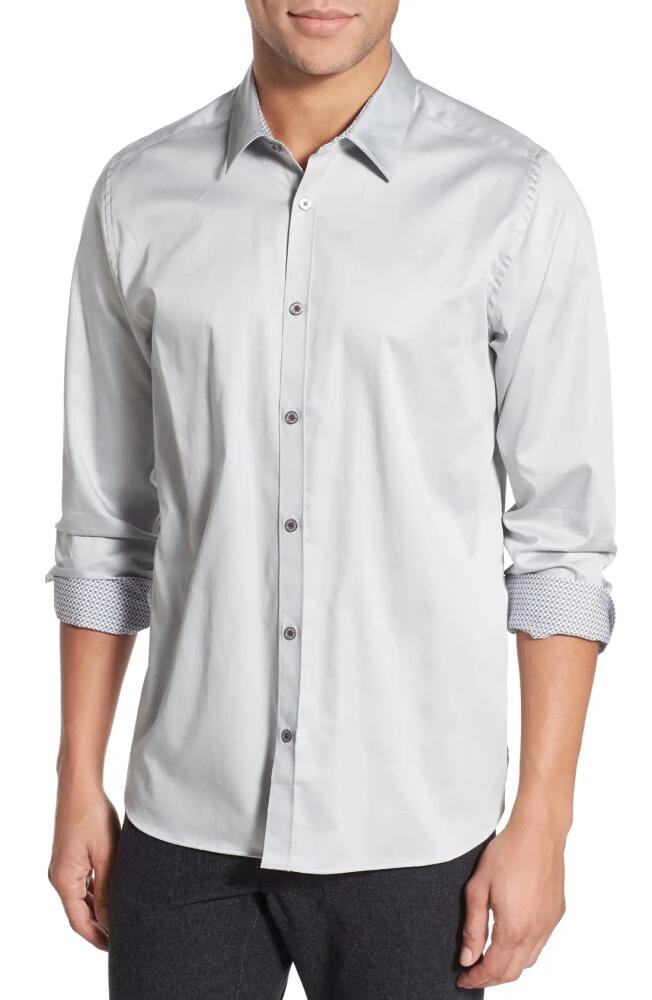 Ted Baker London Plancuf Extra Slim Fit Stretch Sport Shirt in Light Grey Cover