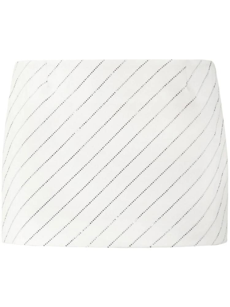 Philipp Plein crystal-embellished pinstripe-pattern mini skirt - White Cover