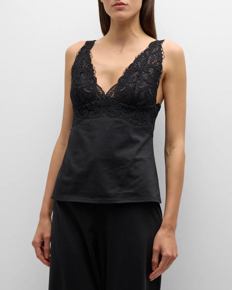 Natori Bliss Harmony Lace-Trim Cotton Tank Cover