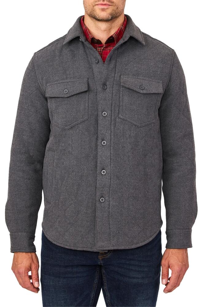 Rainforest Elbow Patch Brushed Twill Quilted Shirt Jacket in Grey Cover