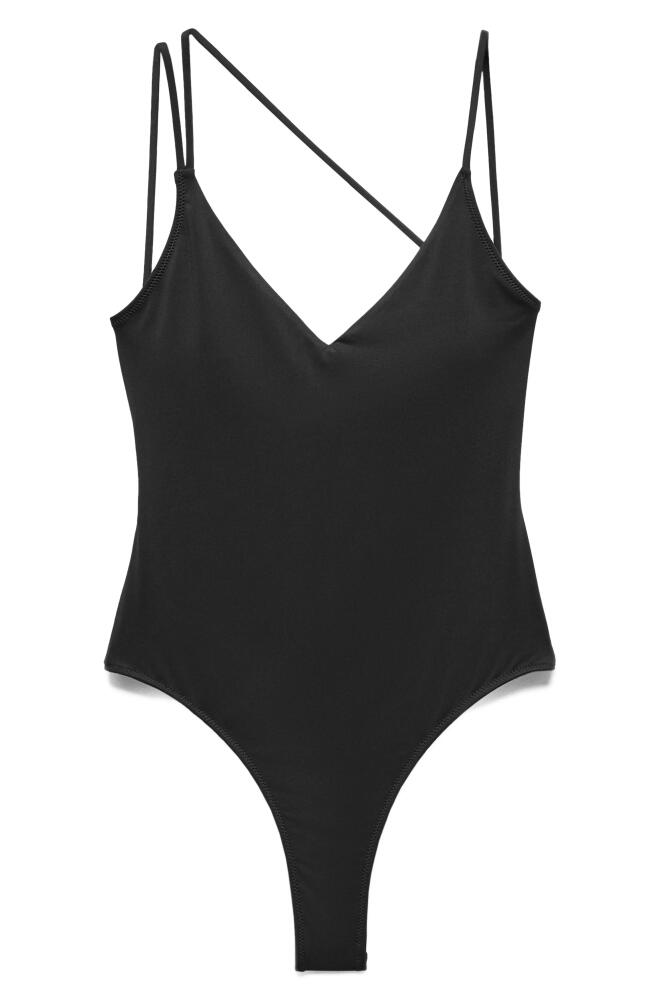 MANGO Strappy V-Neck One-Piece Swimsuit in Black Cover