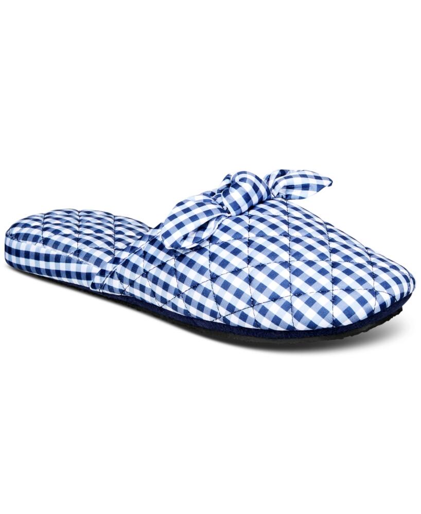 Charter Club Women's Gingham-Print Bow-Top Slippers, Created for Macy's - Tartan Blue Cover