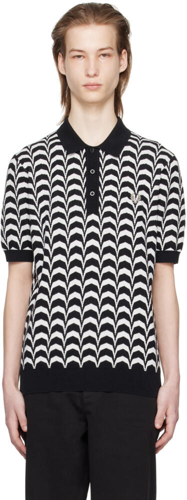 Fred Perry Black & White Jacquard Polo Cover