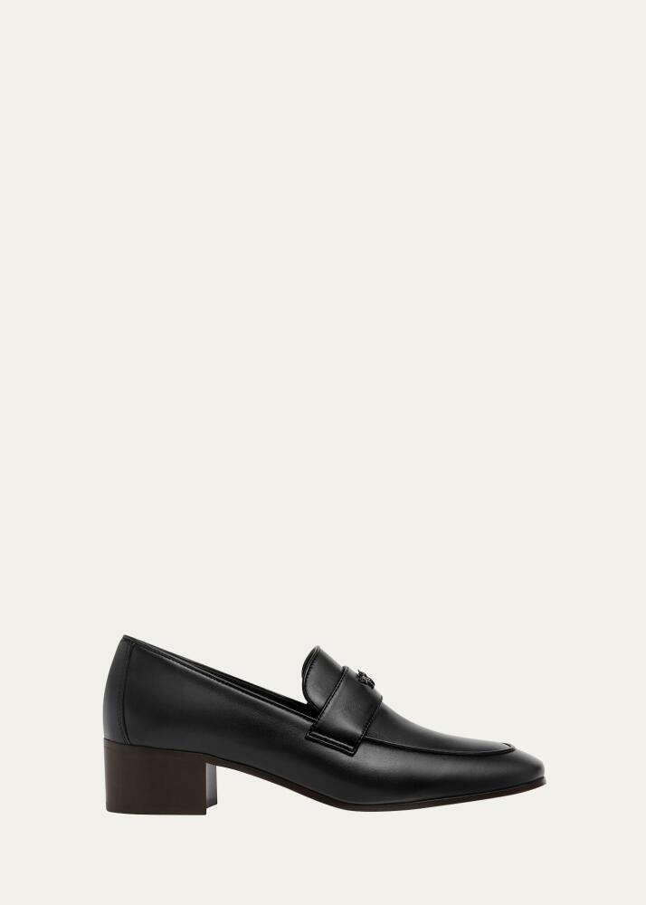 Bougeotte Leather Medallion Heeled Loafers Cover