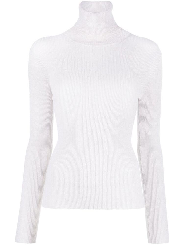 P.A.R.O.S.H. ribbed-knit lurex roll-neck sweater - Neutrals Cover