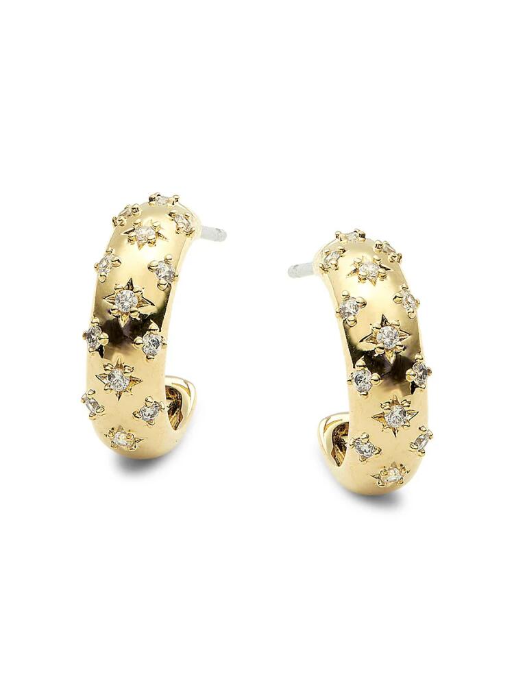 Adriana Orsini Women's Shimmer 18K Goldplated & Cubic Zirconia Half Huggie Earrings Cover