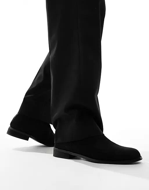 London Rebel X wide fit formal ankle boots in black faux suede Cover