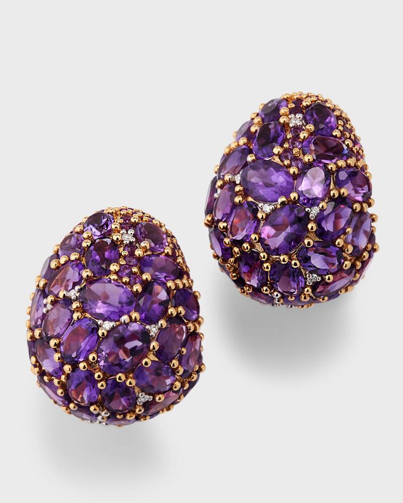 Piranesi 18K Rose Gold Amethyst and Round Diamond Egg Shaped Earrings Cover