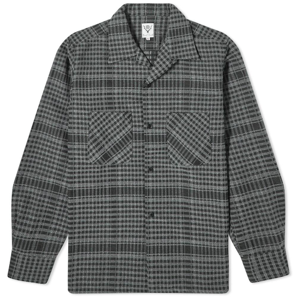 South2 West8 Men's One-Up Plaid Shirt in Grey Cover