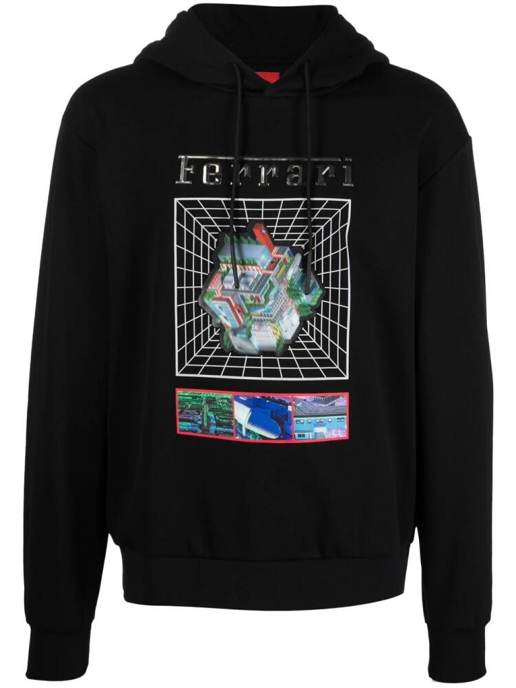 Ferrari graphic-print drawstring hoodie - Black Cover