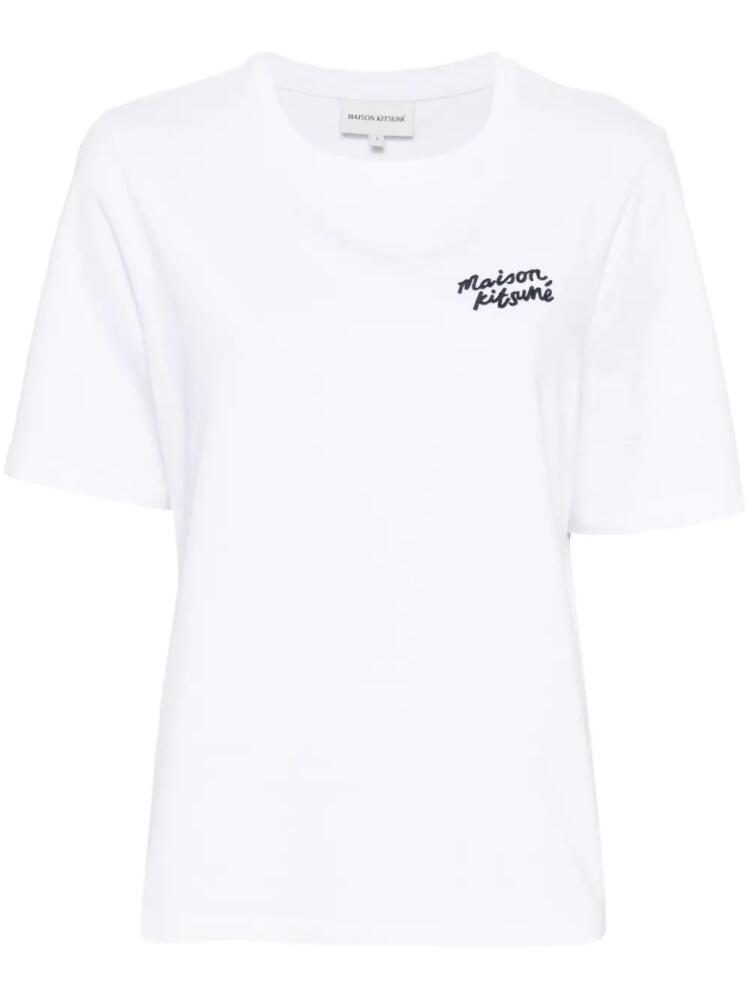 Maison Kitsuné logo-embroidered cotton T-shirt - White Cover