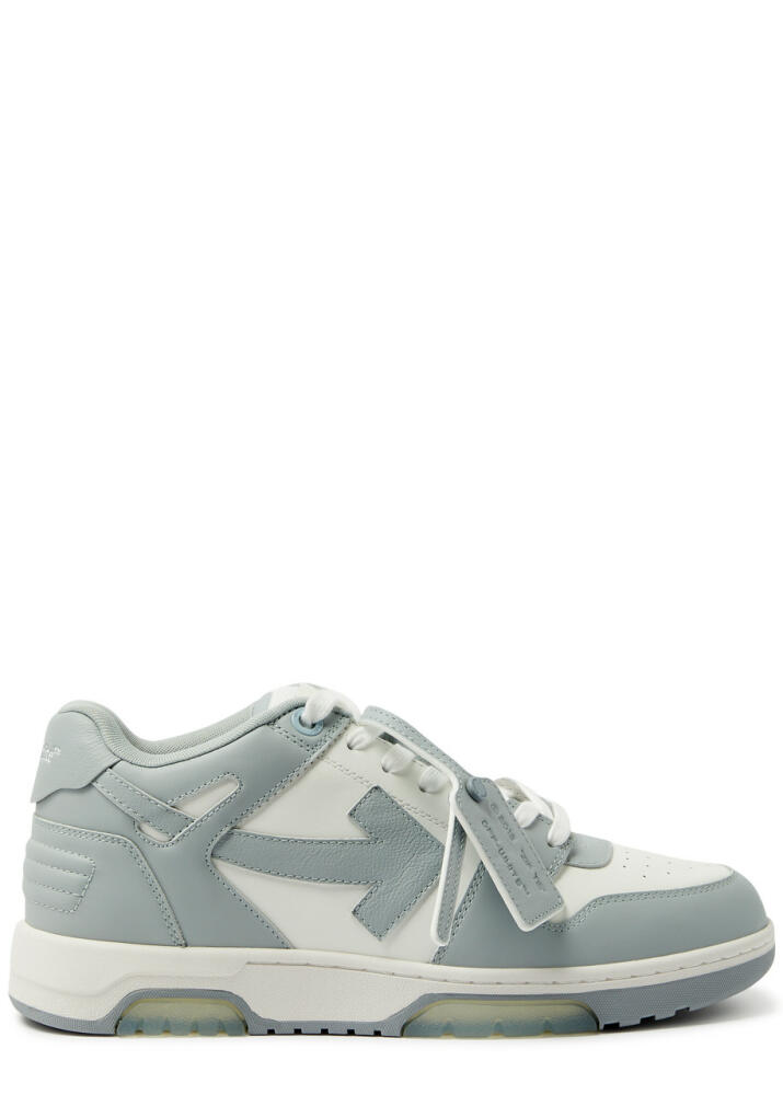 Off-White Out Of Office Leather Sneakers, Sneakers, Grey, Textured, off White Trainers, Mesh Cover