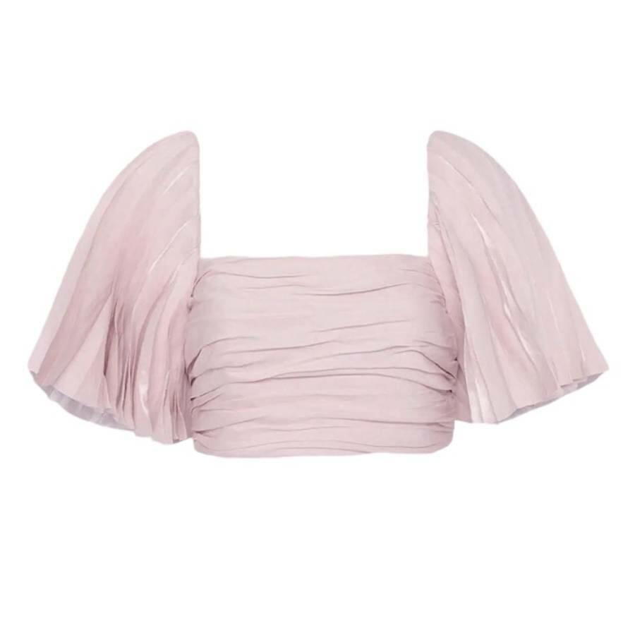 Aje Blush Pink Cari Ruched Crop Top Cover