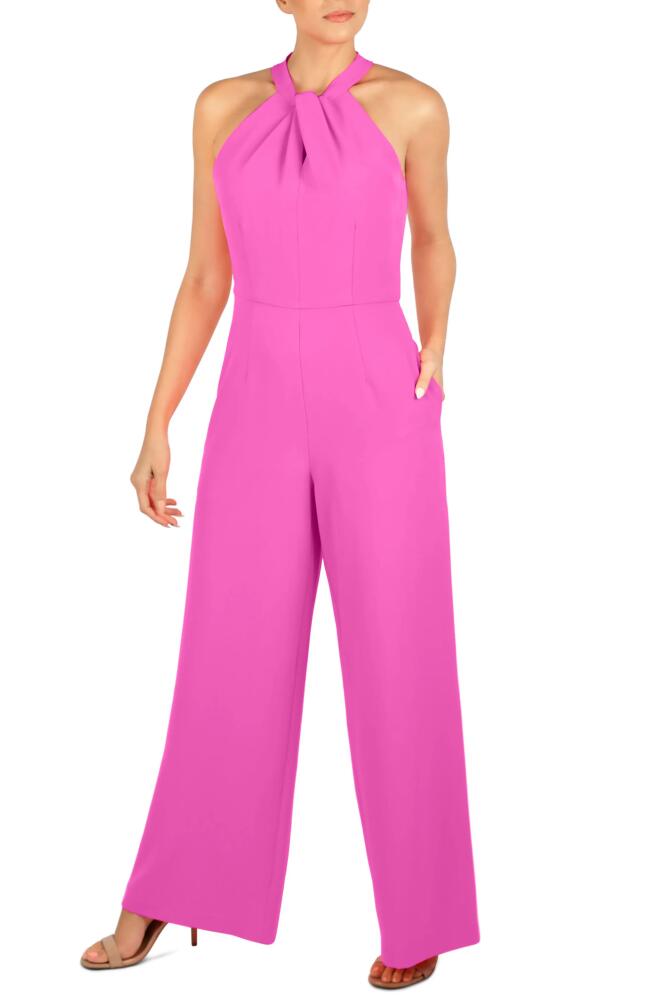 Julia Jordan Halter Neck Wide Leg Jumpsuit in Neon Pink Cover