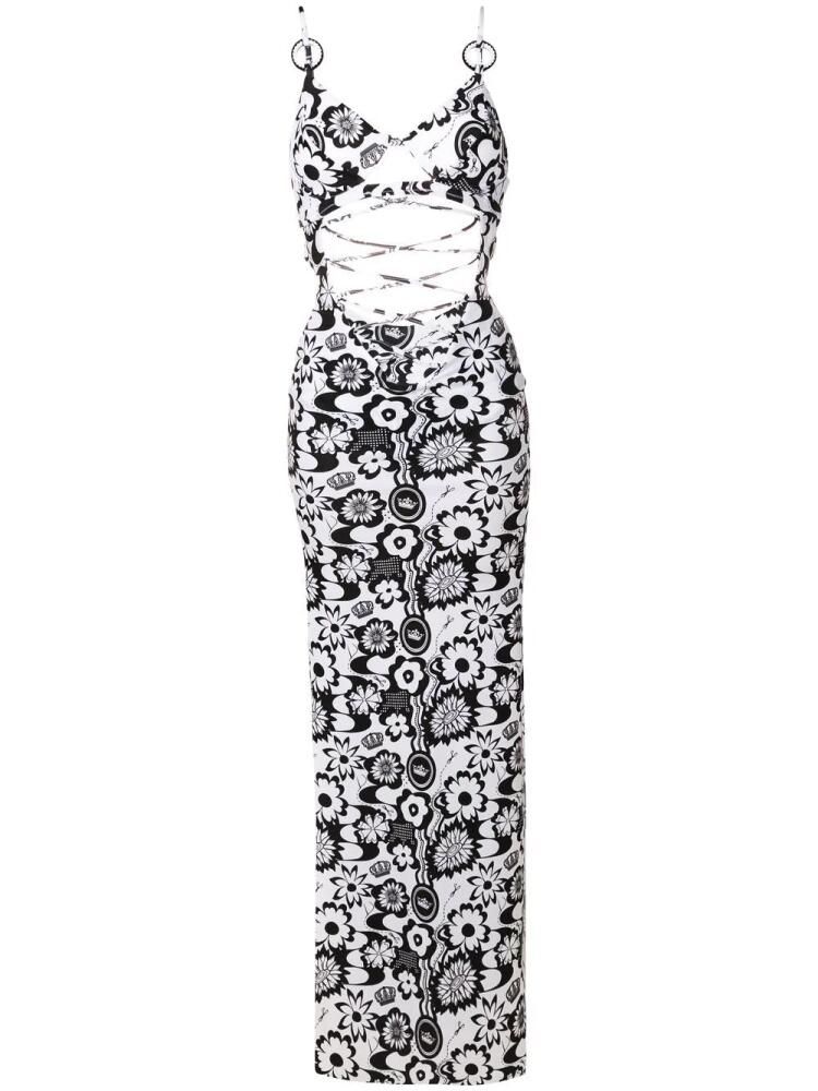 Amir Slama floral-print cut-out dress - White Cover