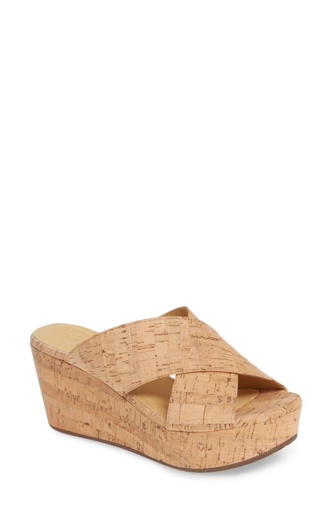 Chocolat Blu Wayland Platform Wedge Slide Sandal in Cork Cover