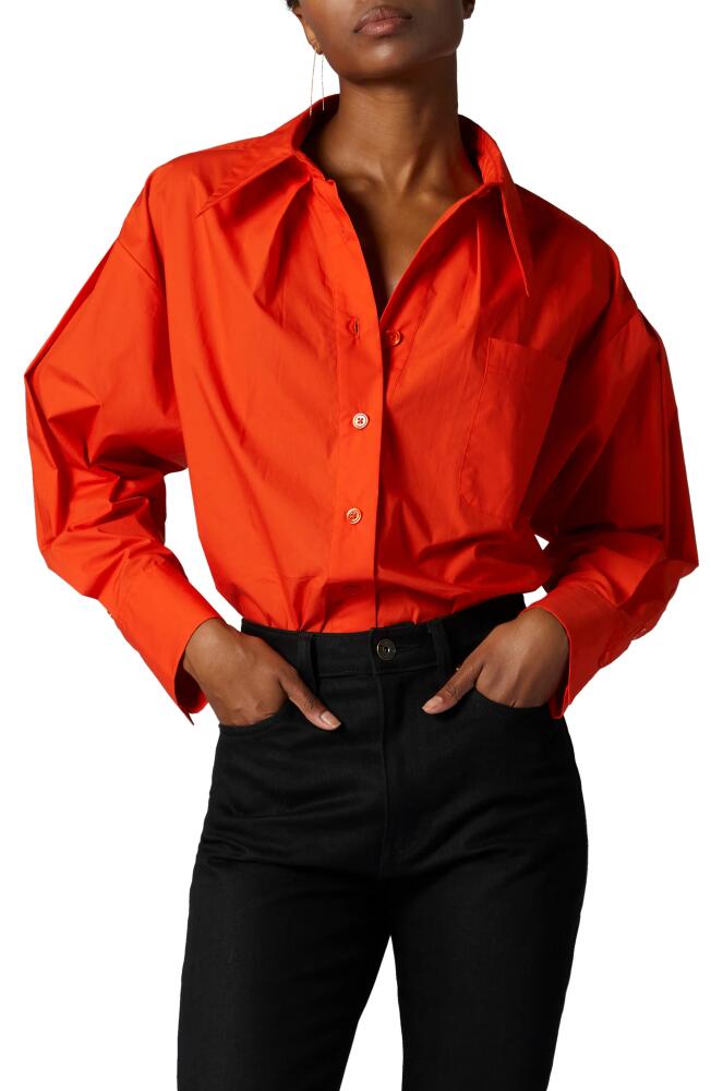 Equipment Sergine Pleat Sleeve Button-Up Shirt in Fiery Red Cover