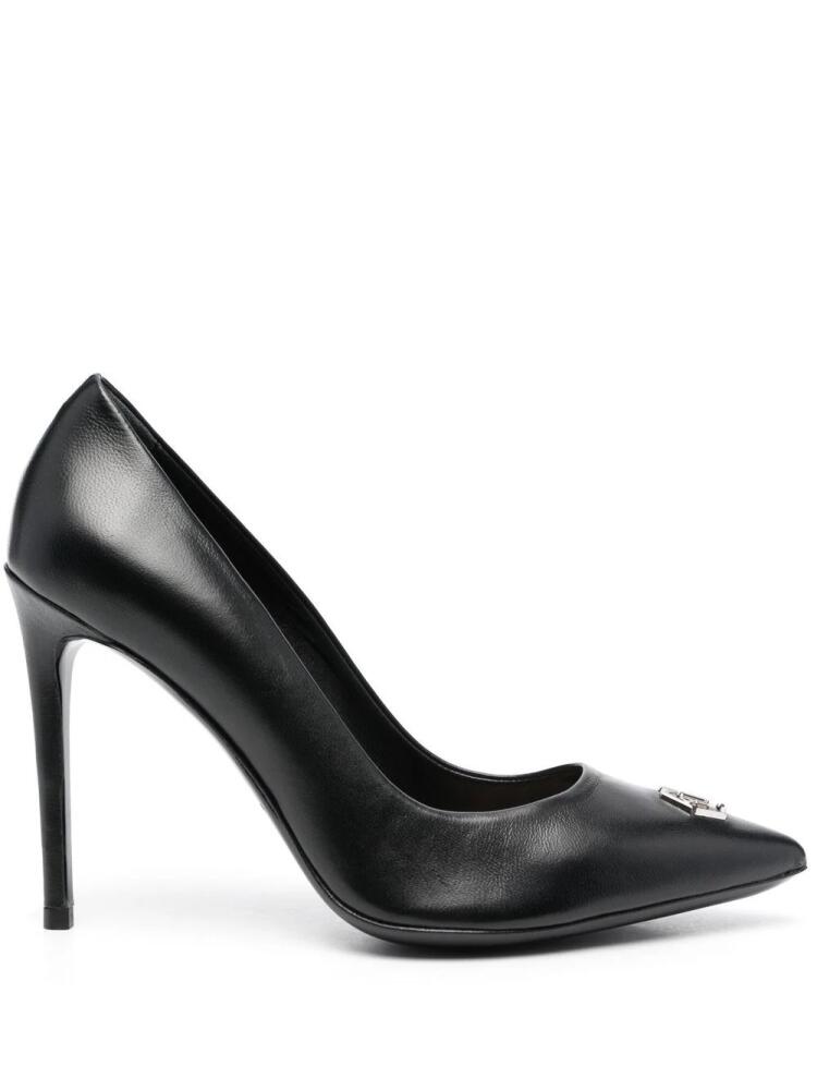 Philipp Plein logo-plaque 100mm heeled pumps - Black Cover