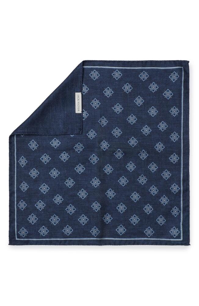 Jack Victor Riverview Reversible Silk Pocket Square in Navy Cover