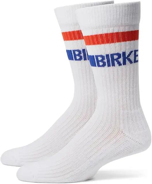 Birkenstock Cotton Crew Stripe Socks (White) Crew Cut Socks Shoes Cover