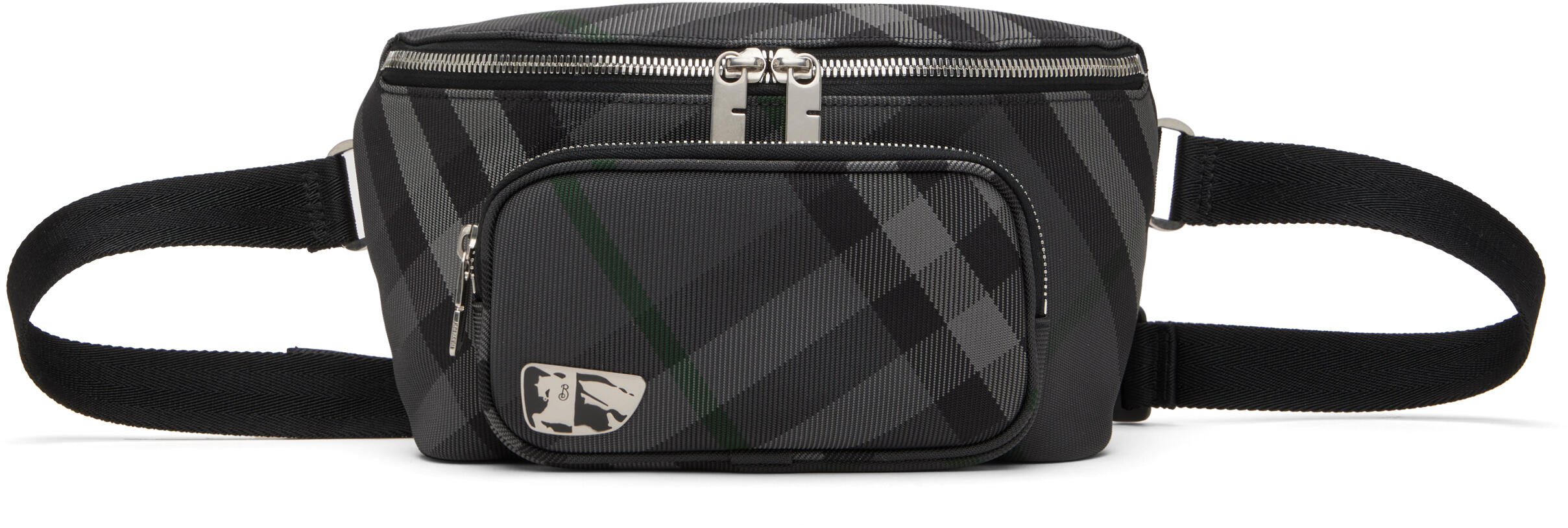 Burberry Gray Grid Belt Bag Cover