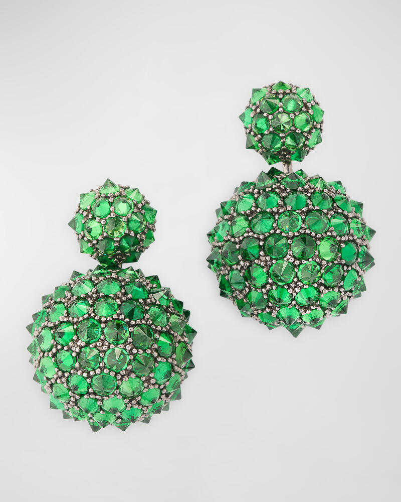 Goshwara Limited Edition Double Ball Drop Green Tsavorite Earrings in 18K White Gold Cover