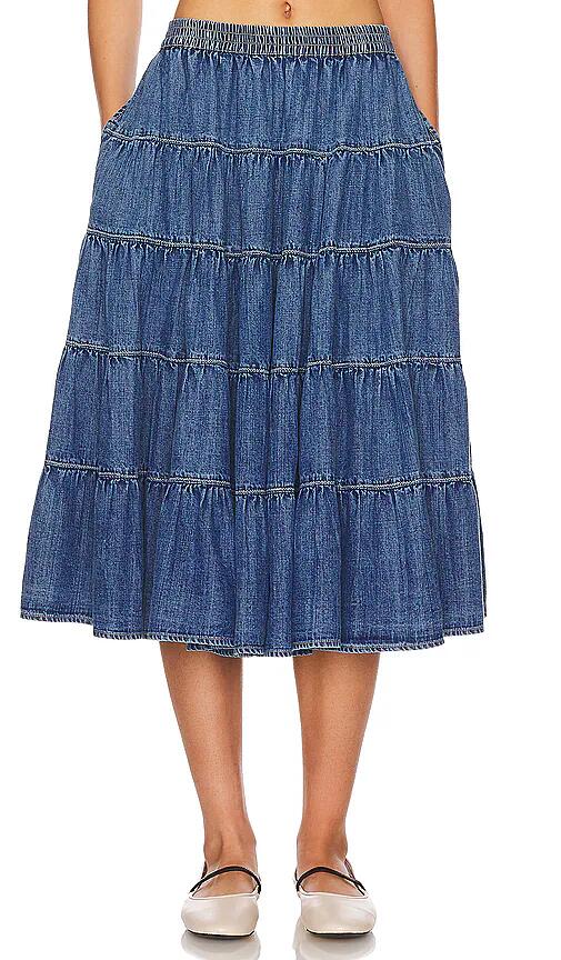 Free People Full Swing Chambray Midi in Blue Cover