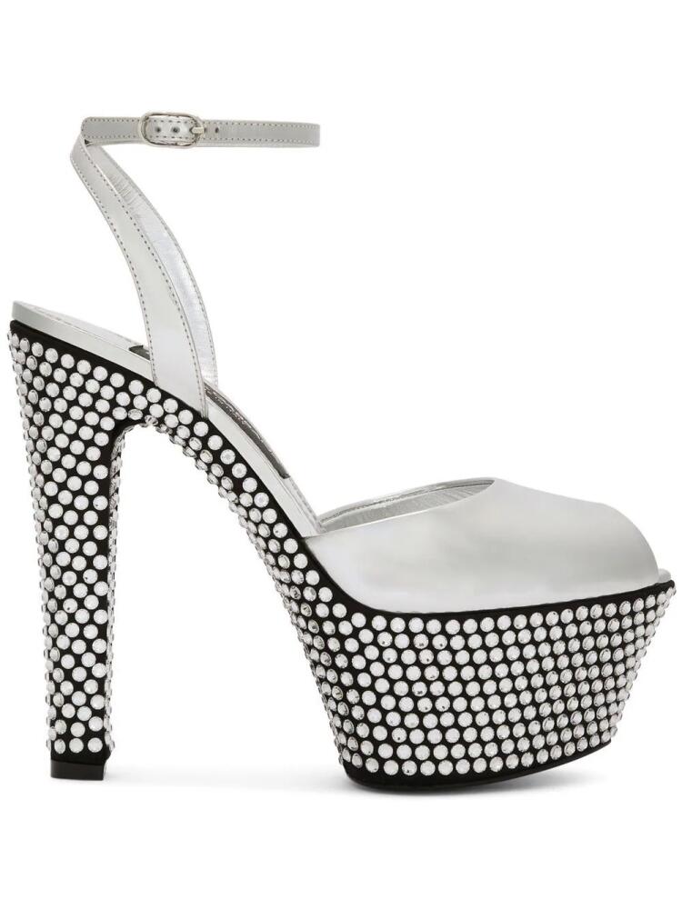 Dolce & Gabbana 150mm rhinestone-embellished platform sandals - Silver Cover