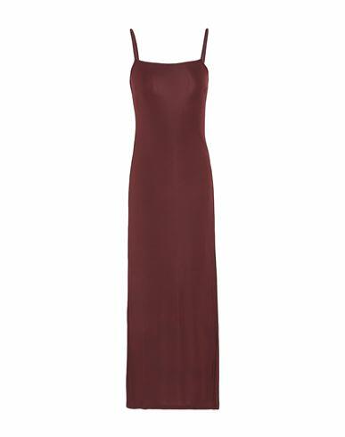 8 By Yoox Jersey Midi Belted Dress W/ Front Split Woman Maxi dress Burgundy Polyester, Elastane Cover