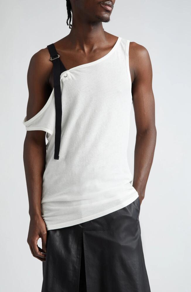 TAKAHIROMIYASHITA TheSoloist. Asymmetric One-Shoulder Cotton & Silk Tank Top in White Cover